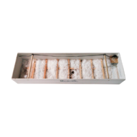 White shredded confetti in wooden-slatted box